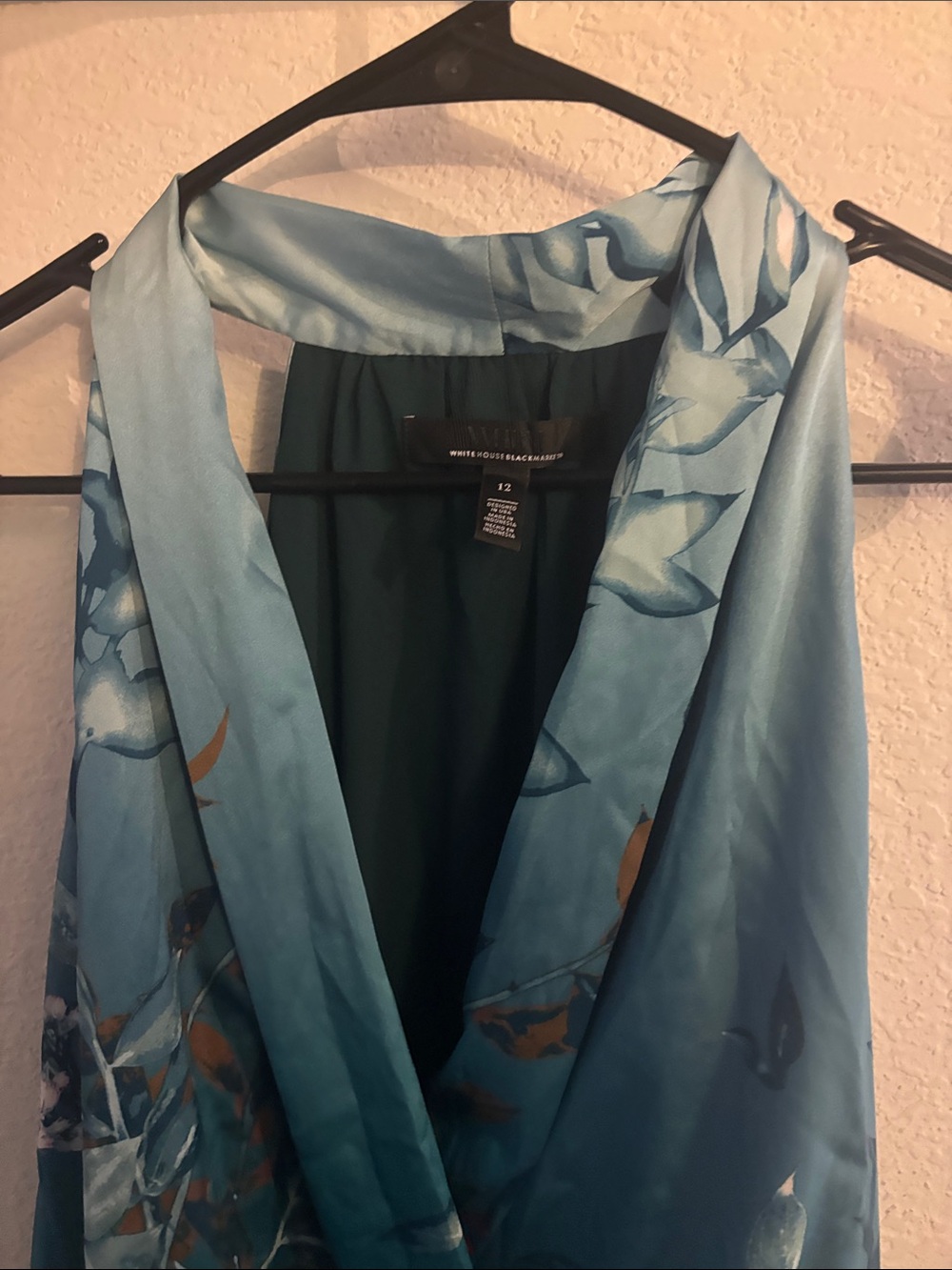 White House Black Market Teal Floral Halter Pleated Maxi Dress - Picture 3 of 4